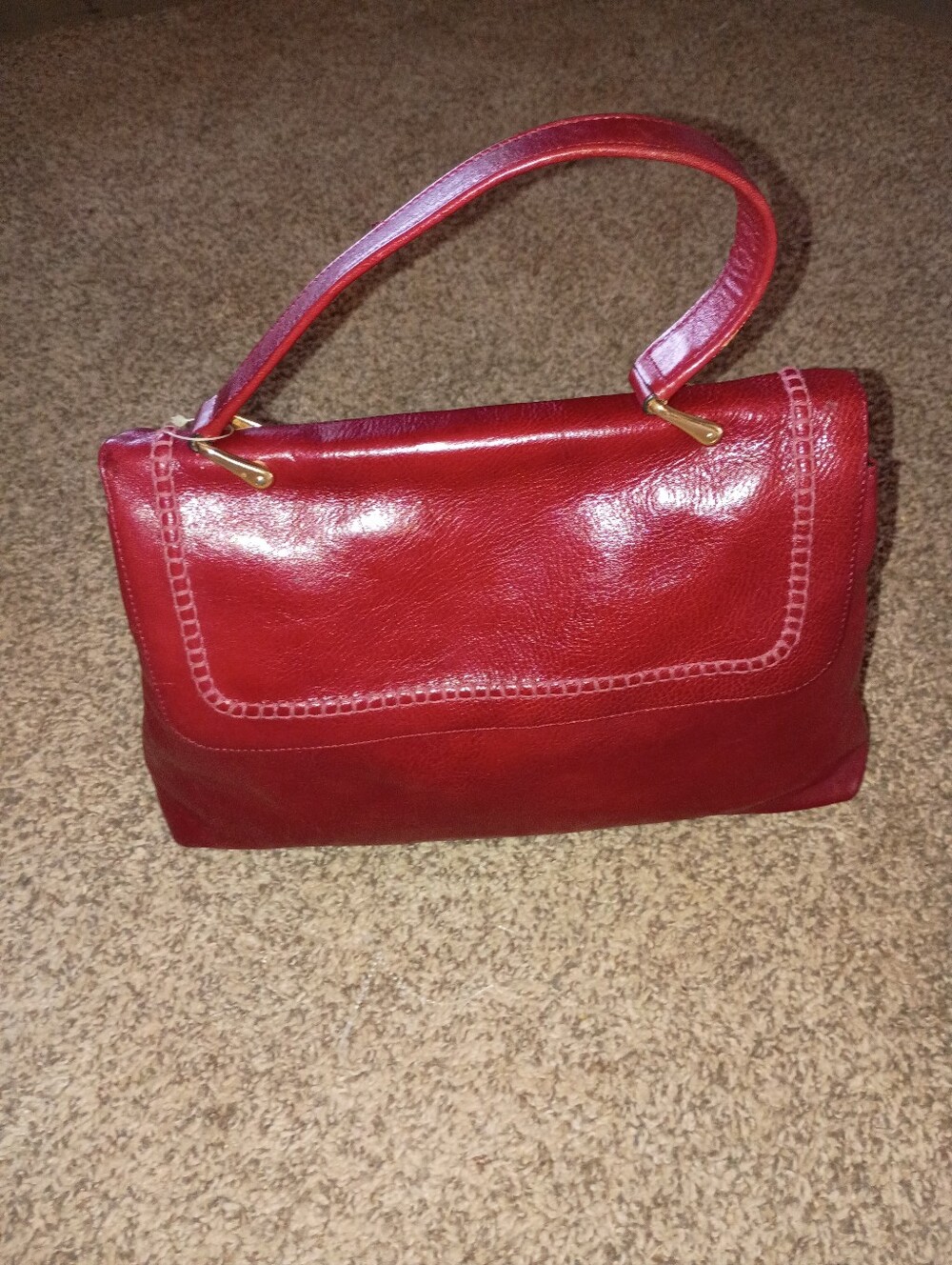 Parisian made in Italy Leather8 Classic Red Leather Top-Handle Women's Handbag